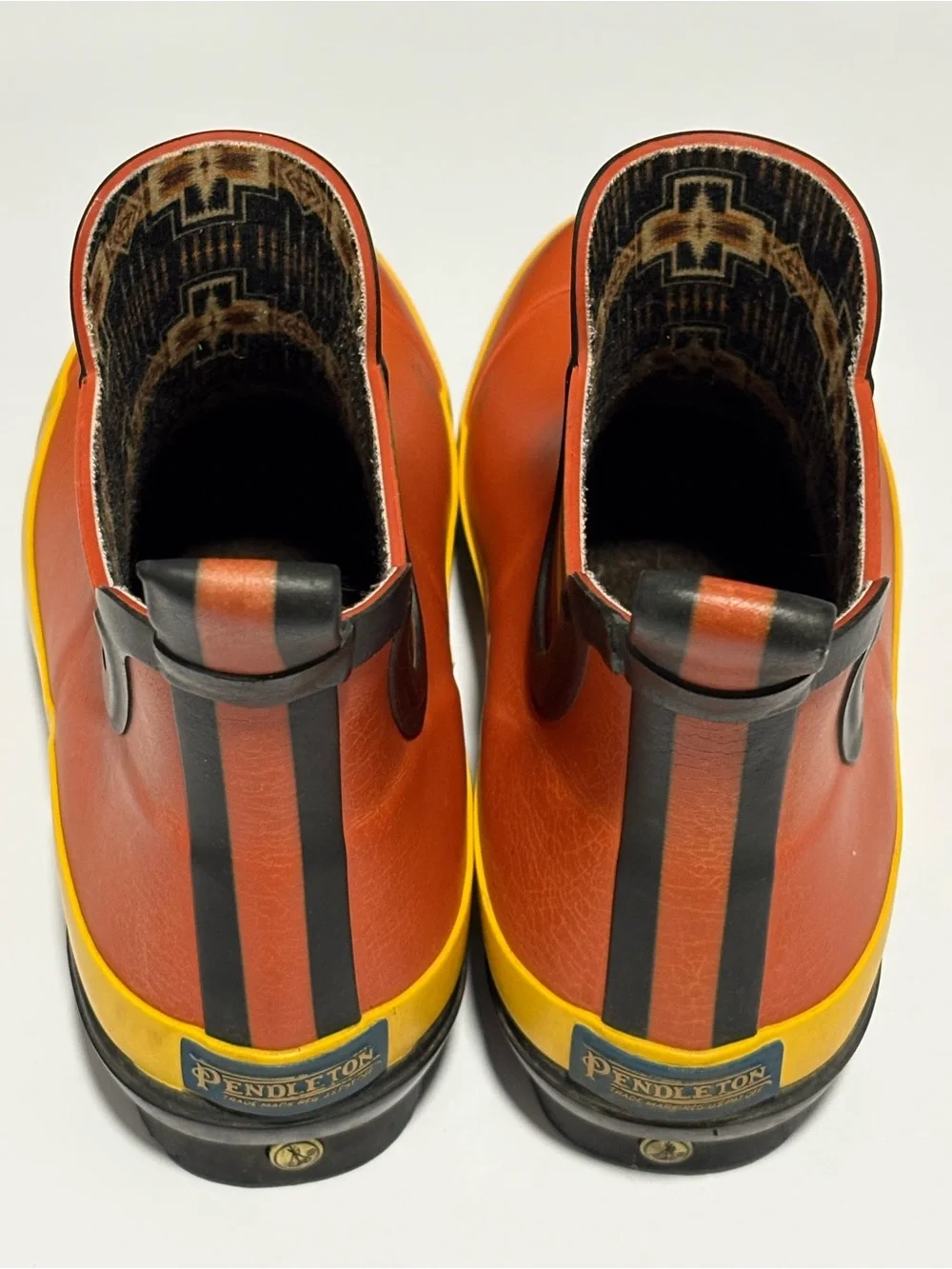 Pendleton Orange and Yellow Short Women's Rubber Boots